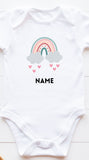 Personalised Romper / Kids Tee - Rainbow Hearts (Islandwide Delivery)