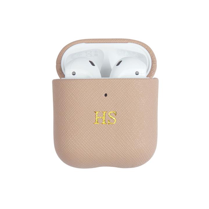 Personalized Saffiano Airpods Case Cover - Nude - Self Pick Up