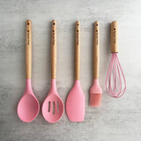 Personalised Silicone Baking Utensils 5 in 1 (Pink)