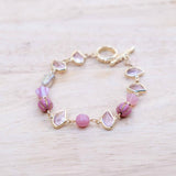 Dreamy Soft Pink Handmade Gold Bracelet #2