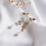 Cherry Blossom Amazonite Ribbon Gold Handmade Earring