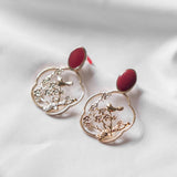Oriental In Red-Bird And Flower Handmade Earring