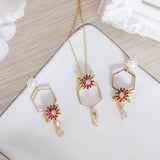 Jungle Red Flower Set (Necklace and Earring)