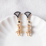 Kitty Cat Gems Black Handmade Gold Earring