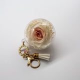 Preserved Flower Bag Charm - White Pink