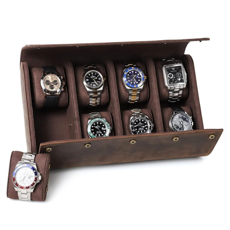 Leather Watch Roll 8 Slot Travel Case Organizer Islandwide Delivery Giftr Singapore s Leading Online Gift Shop