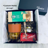 Personalised Eco-Friendly Glass Cup With Chocolates, Honey & Starbucks Coffee Gift Box Set