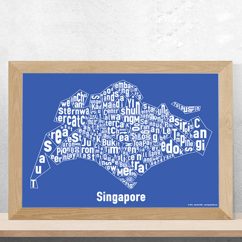 Singapore Text Map Print | Giftr - Singapore's Leading Online Gift Shop