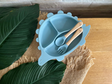 Steggy Dinosaur Plate & Cutlery Set - Baby Blue