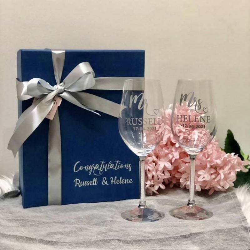 Personalised Premium Wedding Wine Glass Set