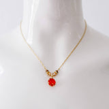 Dual Tone Red Orange Glass Pendant Set (Necklace and Earring)