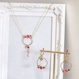 Fuchsia Pink Flower Set (Necklace and Earring)