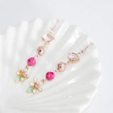 Romantic Pink Flower Jewelry Rose Gold Set