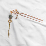 Oriental Flower Grey Pearl Hair Chopstick/Bookmark