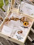 Wedding Gift - Couple Wine Glass with Figurine Display in Wooden Box | (Islandwide Delivery)