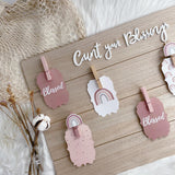 Wooden Board with Photo Clips - Count Your Blessings Boho Rainbow