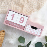 Wooden Perpetual Calendar with Holder - Boho Rainbow