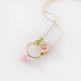 Pink Flower Set (Necklace and Earring)