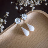Sunflower Yulan Magnolia Stone-Opal Handmade Earring