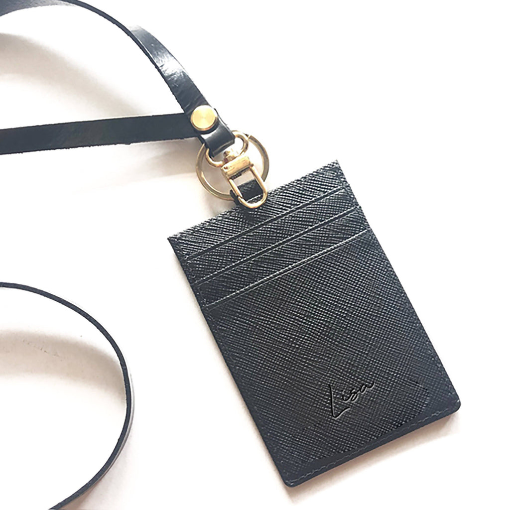 Personalised Multi Slot Leather ID Card Holder + Lanyard Set | Giftr ...