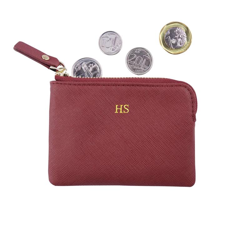 Personalized Saffiano Coin Pouch - Burgundy - Self Pick Up