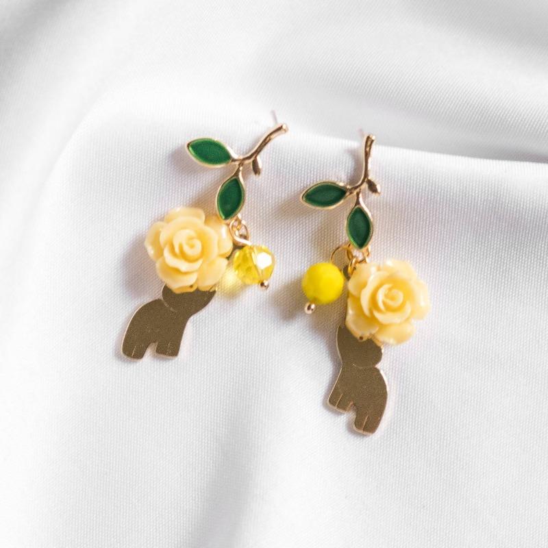 Elephant Yellow Rose Gold Handmade Earring