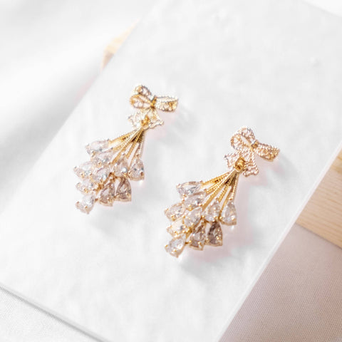 Snow Fall Bedazzling Christmas Handmade Gold Earring  - Christmas 2025