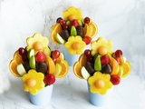 Cheer Up Fresh Fruit Bouquet with Chocolate Dipped Strawberry Fruit Arrangement Pot