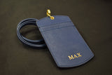 Personalized Saffiano ID Cardholder Lanyard - Navy