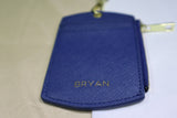 Personalized Saffiano ID Cardholder Lanyard With Zip - Navy