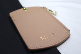 Personalized Saffiano ID Cardholder Lanyard With Zip - Nude