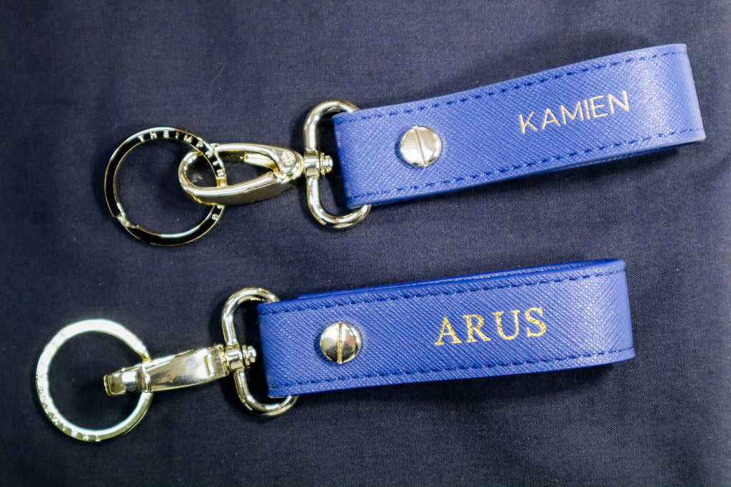 Personalized Saffiano Keychain - Navy | Giftr - Singapore's Leading ...