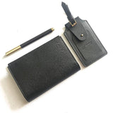 Premium Leather Travel Set - Multi-Slot Passport Holder + Luggage Tag + Wooden Pen