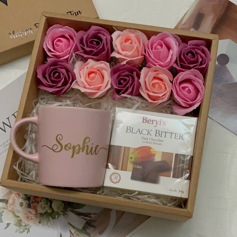 Personalised Gift Box With Mug and Soap Roses