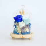 Frozen Blue Preserved Flower Dome with LED Light