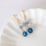 [Pure Gold Plated Series] Morandi Blue Rock Earring