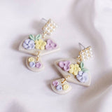 Pastel Pearlescent #15 Polymer Clay Gold Handmade Earring