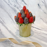 Fruit Bouquet - Healthier Love Fresh Fruit Arrangement Pot with Chocolate Coated Strawberries