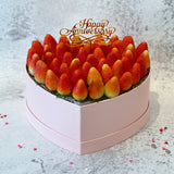 Fresh Strawberries Heart Box | Fresh Strawberry Fruit Arrangements with Roses