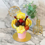 Cheer Up Fresh Fruit Bouquet with Chocolate Dipped Strawberry Fruit Arrangement Pot