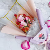 Pure Love Bouquet Fresh Fruit Strawberry with Flower Rose Arrangement