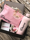 500ml Double Wall Vacuum Insulated Bottle With Canvas Pouch (Option To Add Wooden Box, Floral Coaster, Preserved Rose Keychain)  | (Islandwide Delivery)