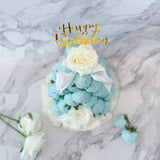 Tiffany Blue Strawberry Tower | Fresh Fruit Arrangement with Chocolate Dipped Strawberry & Rose Flower Arrangements