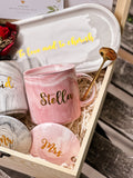 Wedding Gift - Couple Short Marble Mugs in Wooden Box (Option to Add Tray) | (Islandwide Delivery)