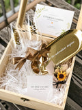 Wedding Gift - Couple Champagne Glass in Wooden Box (Option to Add Gold Tray) | (Islandwide Delivery)