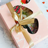 (Bundle Set) Special Chocolate Coated Strawberries With Mini Moet & Charming Pink Preserved Flower Keychain