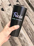 Personalized Double Wall Tumbler Cup with Sliding Lid + Acrylic Floral Coaster Bundle (FREE GOLD Stainless Steel Straw)  | (Islandwide Delivery)