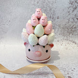 Fruit Bouquet- Three Little Pigs | Fresh Fruit Arrangement with Chocolate Dipped Strawberry Animal Pot