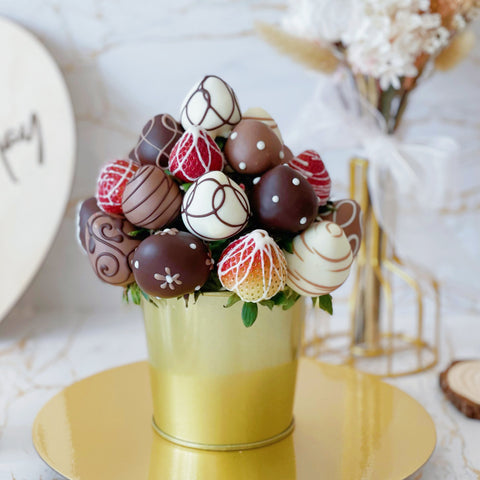 All About You - Fresh Chocolate Dipped Strawberry Fruit Bouquet Arrangement Pot