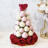 True Bliss Strawberry Tower | Fresh Fruit Arrangement with Chocolate Dipped Strawberry & Rose Flower Arrangements